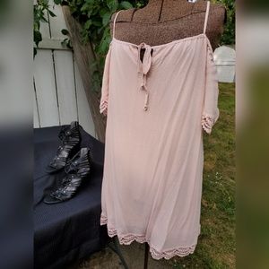 Pink cold shoulder shift dress,  Size L--NWT